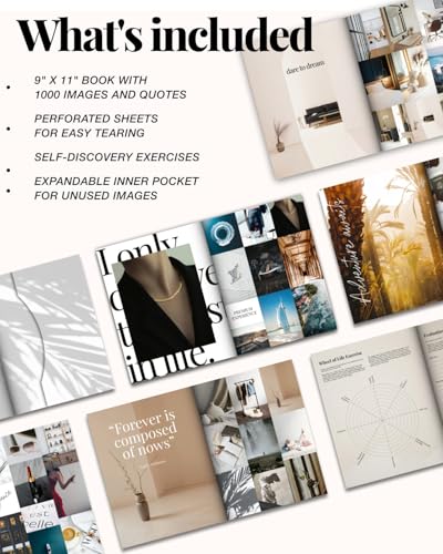 Vision Board Book Magazine for Women - 1000+ Diverse Pictures, Quotes, Self-discovery Exercises | Complete Collage Clip Art Supplies Kit for Adults | Ideal for Vision Mood Board Party & Manifestation - color: Vision Board Book