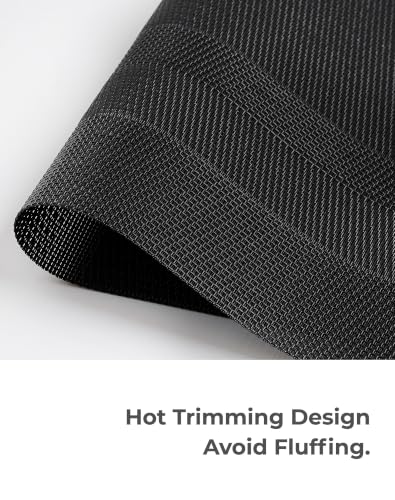 Leetaltree Black Frame Placemats Set of 6 - Heat Resistant Non-Slip Place mats for Dining Table, Washable Durable PVC Vinyl Woven Table Mats（Black Frame, 6） - color: F1- Black Frame, size: Set of 6