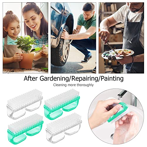 Larbois Handle Grip Nail Brush, Hand Fingernail Brush Cleaner Scrubbing Kit Pedicure for Toes and Nails Men Women (4 Pack) - color: Color-16