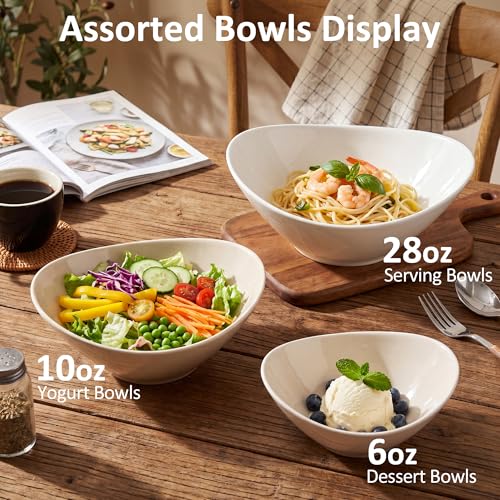 Teocera 6 Inch Ceramic Breakfast Bowls Set of 6, 10 Ounce Small Yogurt Bowls for Salad, Soup, Dessert, Microwave & Dishwasher Safe - Cream - color: Cream, size: 10 Ounce