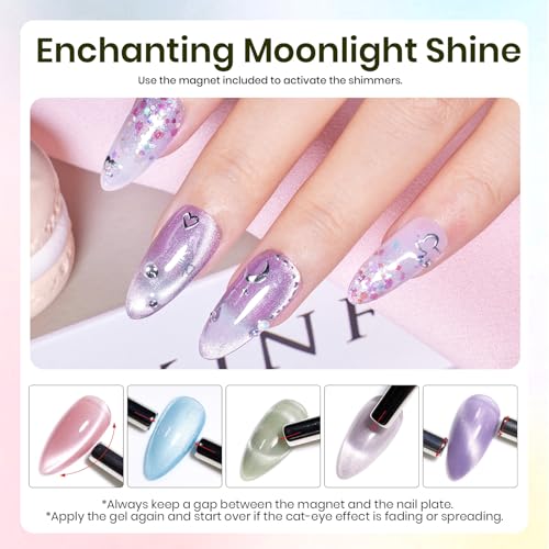 Beetles Cat Eye Gel Nail Polish Set, 6 Colors Pastel Gel Polish Kit - color: 0-0-Light Lucite