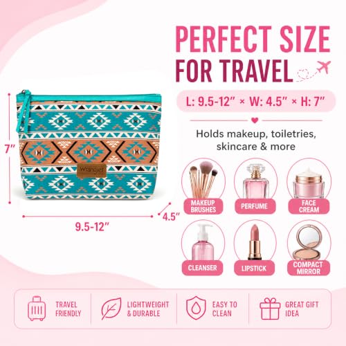 Wrangler Travel Makeup Bag Large Waterproof Cosmetic Bag for Women - color: Turquoise