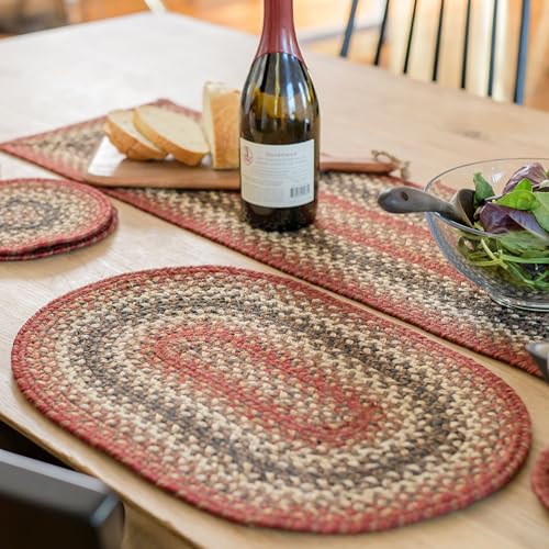 Homespice Chester Braided Placemats for Cabin Decor, Oval 13x19 Set of 4 - color: Chester