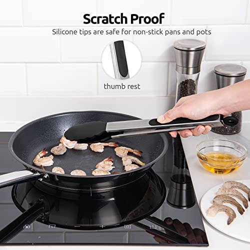 U-Taste Kitchen Tong for Cooking, 600ºF Heat-Resistant Silicone, 12in/Black - color: Black, size: 12 inch