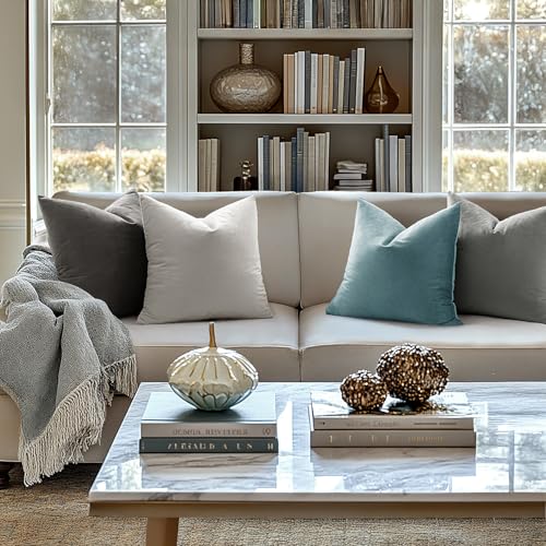 MIULEE Velvet Throw Pillow Covers 12x12 Inch Pack of 2 Medium Gray - color: Medium Gray, size: 12" x 12" (Pack of 2)