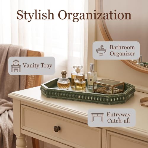 Hrastany Green Wood Decorative Tray, Coffee Table Tray for Ottoman - color: Retro Brown2-z8, size: 15.7" x 10.2" x 1.6"