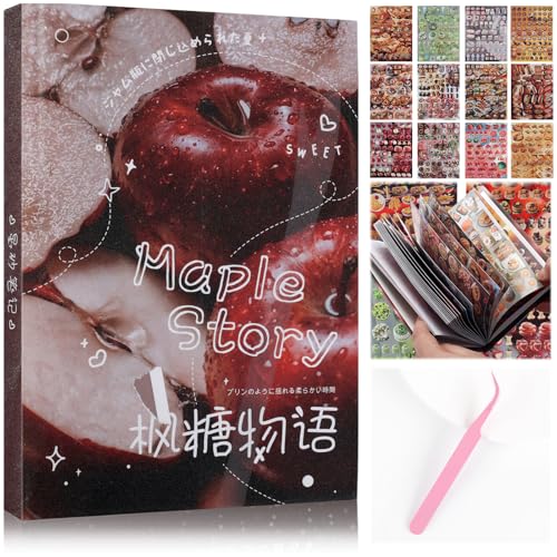 Tmtains 30 Sheets Japanese Manga Style Sticker Book 1440Pcs Heisei Retro Romantic Memory Series Manga Books Style Korean Sticker Aesthetic Japanese Stickers Book for Adults Valentine Gifts (Nice Food) - color: Ag-red 1