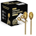 Premium 120-Piece Gold Mini Dessert Spoons with Beaded Handle, 4.4 Inch - color: 120pcs Gold Spoons