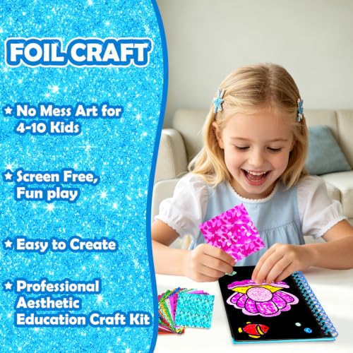 FUNNYB&G Foil Art Craft Kit for Kids, Sparkly Birthday Gift Toy for Kids - style: Ocean