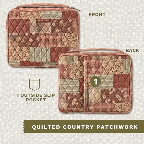 Bella Taylor Bible Cover, Quilted Bible Case, Burgundy Patch - color: Burgundy Patch, size: Large