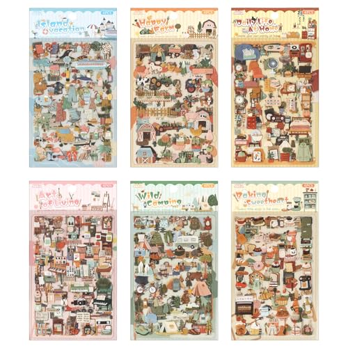 Life's Little Scenes Series Sticker Scrapbooking Supplies for Junk Journal, 24 Sheets PET Stickers - Vintage Journaling Stickers - color: Life's Little Scenes Series