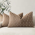 Foindtower Boho Striped Boucle Lumbar Throw Pillow Covers 12x20 Inch Brown - color: Brown, size: 20" x 12" (Pack of 2)