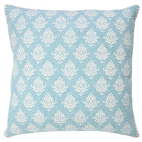 20x20 Inches Floral Cotton Throw Pillow Covers for Home Decor | Traditional Boho Cushion Covers for Throw Pillows | Perfect for Living Room Couch & Bedroom Decorations | Sky Blue/White - color: Sky Blue/White