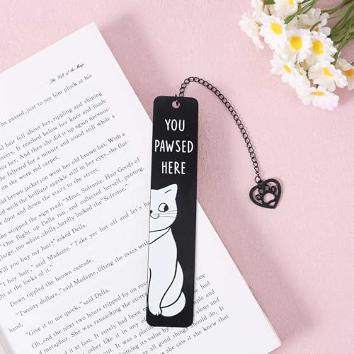 Cute Cat Bookmark, Reading Lover Gift Zinc Alloy Bookmarks for Women - style: Black Smile Cat