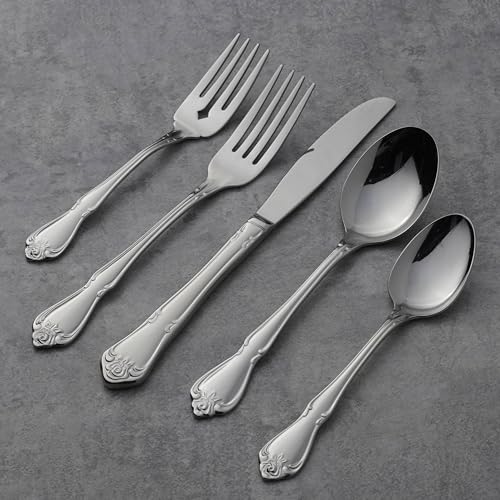 Oneida True Rose Dinner Spoons Silverware Set for 4, Flatware - style: Dinner Spoons, Set of 4