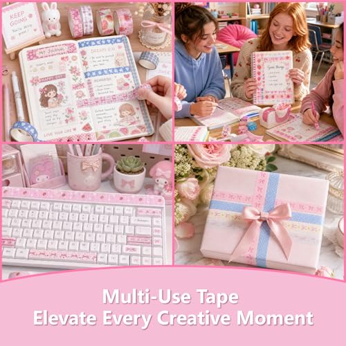 Bomichi Washi Tape Set - 42 Rolls Cute Pink Bow Decorative Scrapbook Tape - color: Pink bow