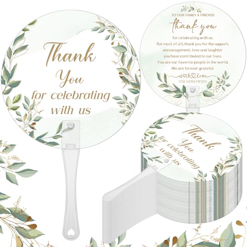 CroBlissful 100 Pcs Wedding Hand Fans for Guests Bulk, Handheld, Leaf - style: Leaf