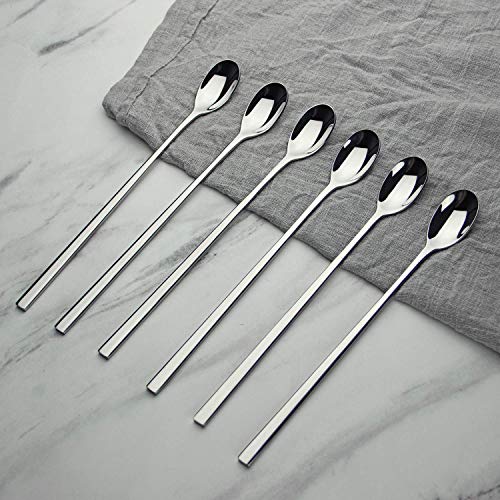 AOOSY 9-In Long Handle Spoon, Coffee Stirrers, Ice Tea Spoon,Set of 6 - color: A Long Silver Spoon