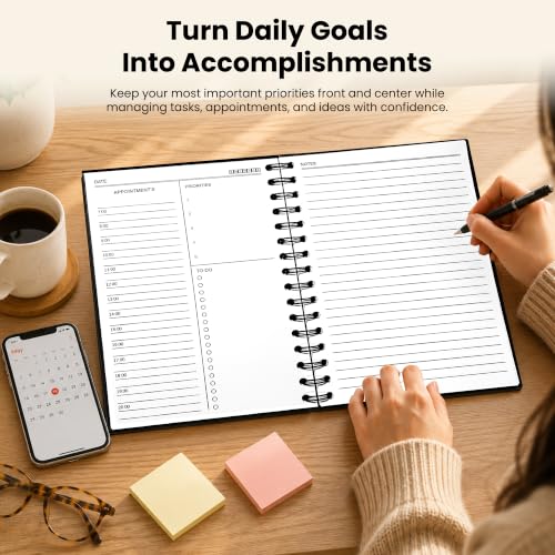 Nextnoid A5 Undated Daily Planner with Hourly Schedule, Hardcover, Beige - color: c-Beige, style: d-Daily Undated