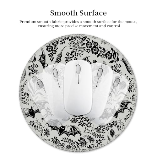 Hancynir Goth Bat Floral Round Mouse Pad, Small Mousepad for Office Desk - color: Goth Bat