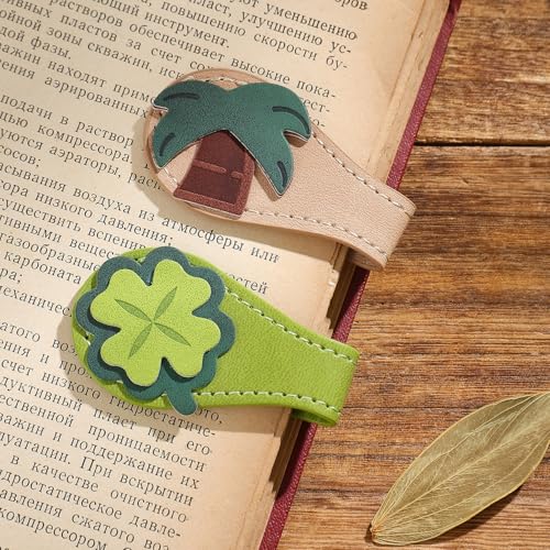 2PCS Leather Magnetic Bookmarks for Women, Personalized Leather Bookmark, PU Magnet Bookmark Clips Book Holder - style: Coconut & Clover