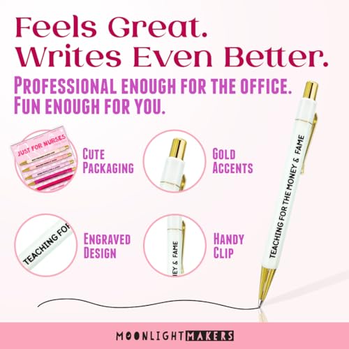 Moonlight Makers Funny Pens for Nurses, Set of 5, Just for Nurses, Sayings - color: Nurse Pens