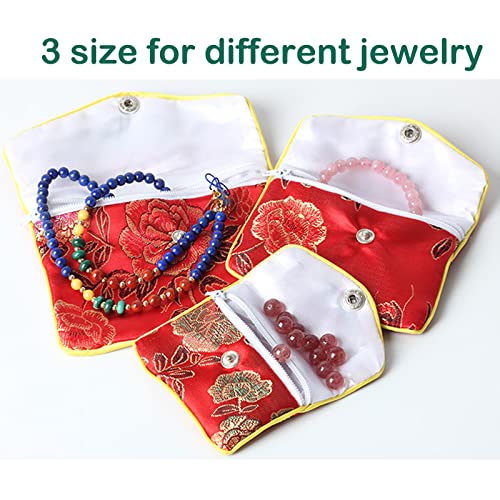 15 Pcs Jewelry Purse Pouch Brocade Gift Bags Chinese Style Pouches Mix Colors - size: Small/Medium/Large