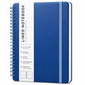 Lined Spiral Notebook for Women, A5 College Ruled Leather Spiral Journals - color: Blue, size: A5