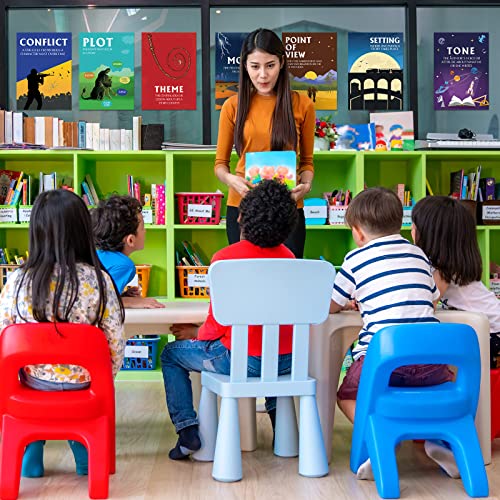Zonon 10 Pcs English Literary Elements Posters for Classroom, 13 X 10 Inch