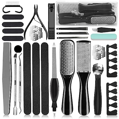 36 in 1 Professional Pedicure Kit, Foot File, Foot Rasp and Callus Remover - style: Black
