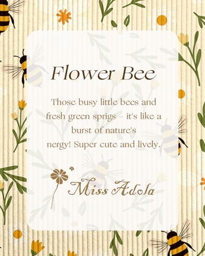 Miss Adola Corduroy Tote Bag for Women Cute Design - color: Beige Flower Bee