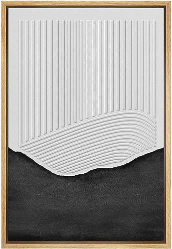 SIGNFORD Framed Canvas Print Wall Art Black White Abstract Shapes Illustrations Modern Art Decorative Bohemian Relax/Calm for Living Room, Bedroom, Office - 16"" x24 Natural - color: Ab03-2308-win04, size: 24"L x 16"W