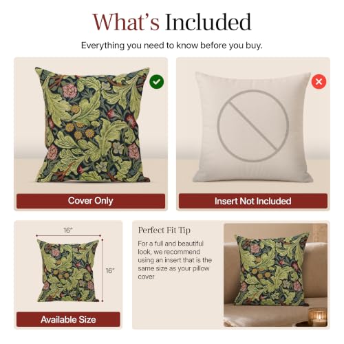 William Morris Leicester Tapestry Throw Pillow Cover 16 x 16 in - color: Leicester