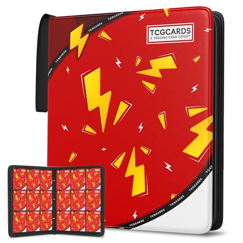 Trading Card Binder 9 Pocket,Card Binder 900 Pockets,Card Book Holder Cards with 50 Removable Sleeves,3-Ring Zip Design MTG/TCG/Sport Collectible Trading Card Albums Gifts for Boys and Girls (Red) - color: Red, size: Large