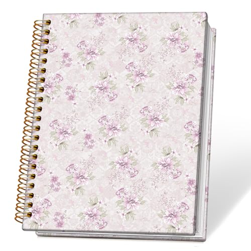 Purple Floral Notebook Journal for Teen Girls & Women, Retro Purple Stuff - Office Supplies, Vintage Pastel Flowers Bible Hardcover Spiral Notebook, 5.5x8.3 Inch - color: 02-coquette Floral( Vintage Purple)