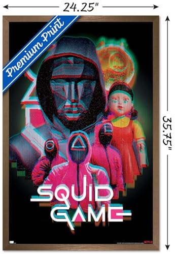 Trends International Netflix Squid Game: Season 2 - Group Glitch Wall Poster, 34L x 22.4W, Bronze Framed Version - color: Bronze Framed Version, size: 34"L x 22.4"W