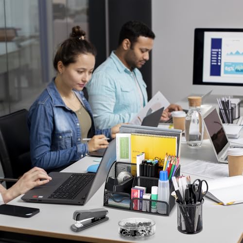 17 IN 1 Office Desk Organizer Set for Back to School Supplies Accessories - color: Black
