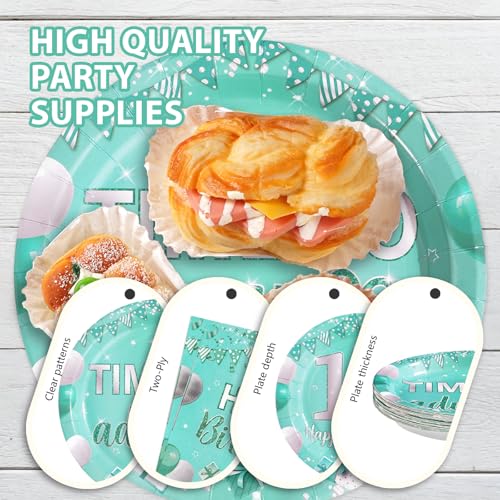 96Pcs Teal and Silver 18th Birthday Party Supplies, Serves 24 - style: Peacock Blue 18th Birthday