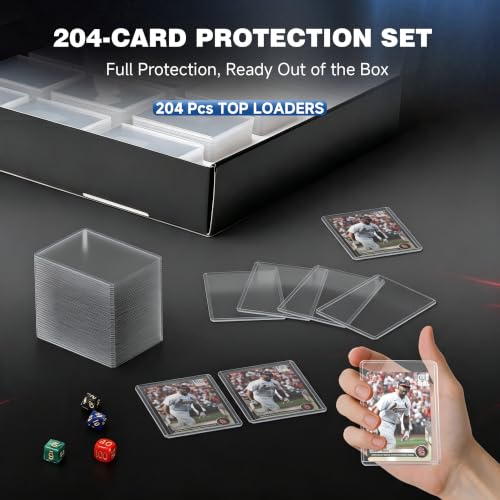 Toploader Binder 9 Pocket Holds 288 Toploaders, 204PCS Toploaders INCLUDED - color: Black 204 Toploaders