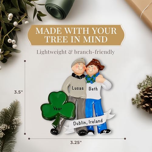 Personalized Ireland Ornament 2026 for Honeymooners, Vacation Souvenir - color: Green Ireland