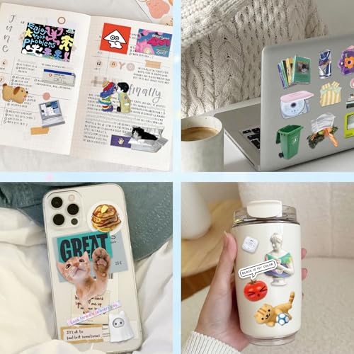 2in1 Cute Sticker Book 60 Sheets 1500 Plus Count Y2K Vintage Grunge - color: Cat & Heavy Metal 2 in 1