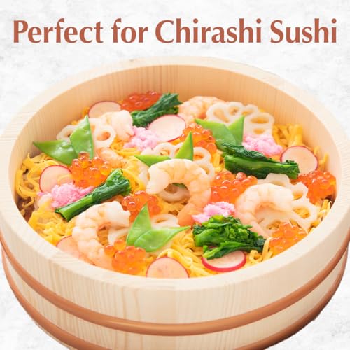 TIKUSAN Wooden Hangiri Sushi Rice Mixing Tub PP Band with Lid Made in Japan Made of Momi Fir Sushi Rice Bowl Sushi Oke (10.6" (27cm)) - size: 10.6" (27cm)