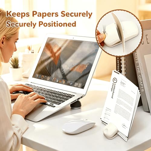 Document Holder for Typing - Document Stand for Desk When Typing,Portable Copies Stand Desktop Document Holder Stand for A4 Paper Documents Office Typing Reading (White) - color: White