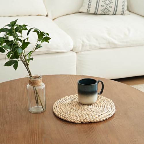 Bosmarlin Ceramic Coffee Mug Set of 4, 14 Oz, Coffee Cups with Big Handle, Microwave Safe, Unique Reactive Glaze (Deep Blue) - color: Deep Blue