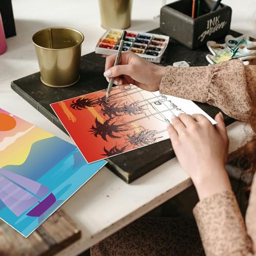 Sherr 24 Pcs Pre Drawn Canvas for Adult, Mountain, 8 x 10 Inch - size: 8 x 10 Inch, style: Mountain