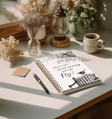 Notebooks Journal For Women-Floral Cute Notebook For Men Friends Gifts On Birthday Christmas Mother's Day,What If I Fall What If You Fly Positive Sign Gold Spiral Bound Hardcover,5.8"x8.3" - color: If you fly