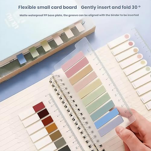 Transparent Sticker with Ruler, 10 Color Index Label, 200 Sheets, 8.7 x 3.1 inches, Brown and Blue (Blue) - color: Blue