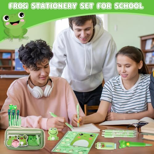 Ulema 52pcs Cute Frog Stationery Set Frog Gifts for Boys Girls Birthday Back to School and Classroom Rewards Office Supplies with Frogs Stuff. - style: Frog