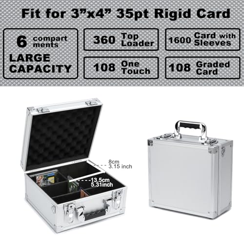 Collectable Trading Card Cases, Toploaders Storage Box, Magnetic Card Storage Hard Cabinet, Graded Card Storage Case, Sports & Trading Collector Storage Box (Silver) - color: Silver, size: Medium