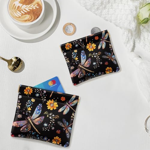 Dragonfly Squeeze Coin Purse Pouch Small Makeup Bag for Purse - color: Dragonfly, size: Small (4.4"x3.85")